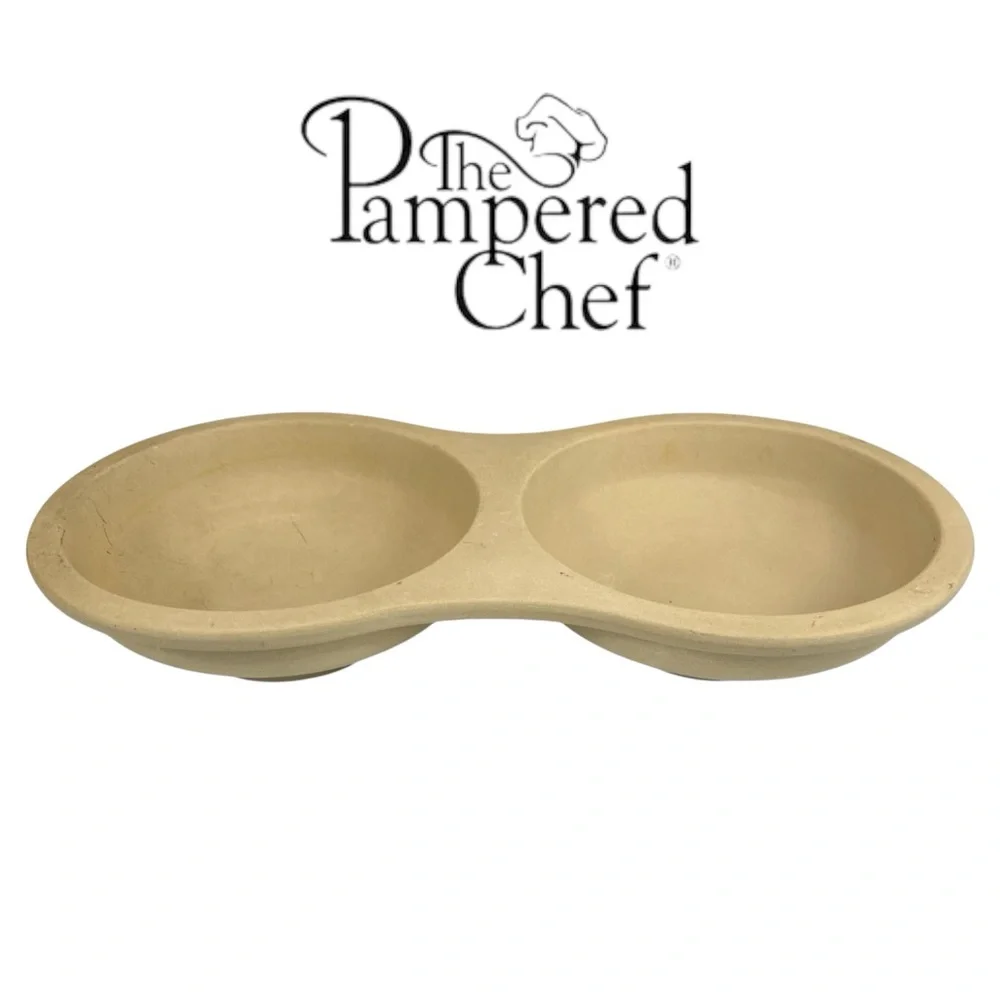Pampered‎ Chef Stoneware Microwave Egg Cooker #5132 2-Well Egg Poacher USA